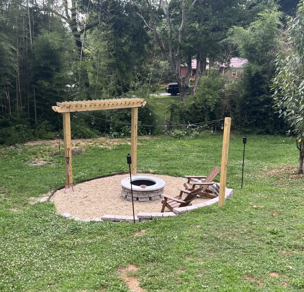 outdoor fire pit with pergola 